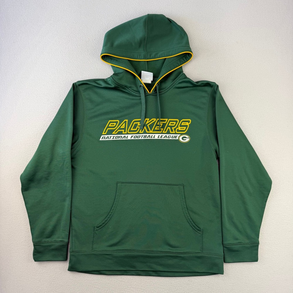 Green Bay‎ Packers Hoodie Mens Medium Green NFL Performance Fleece Pullover